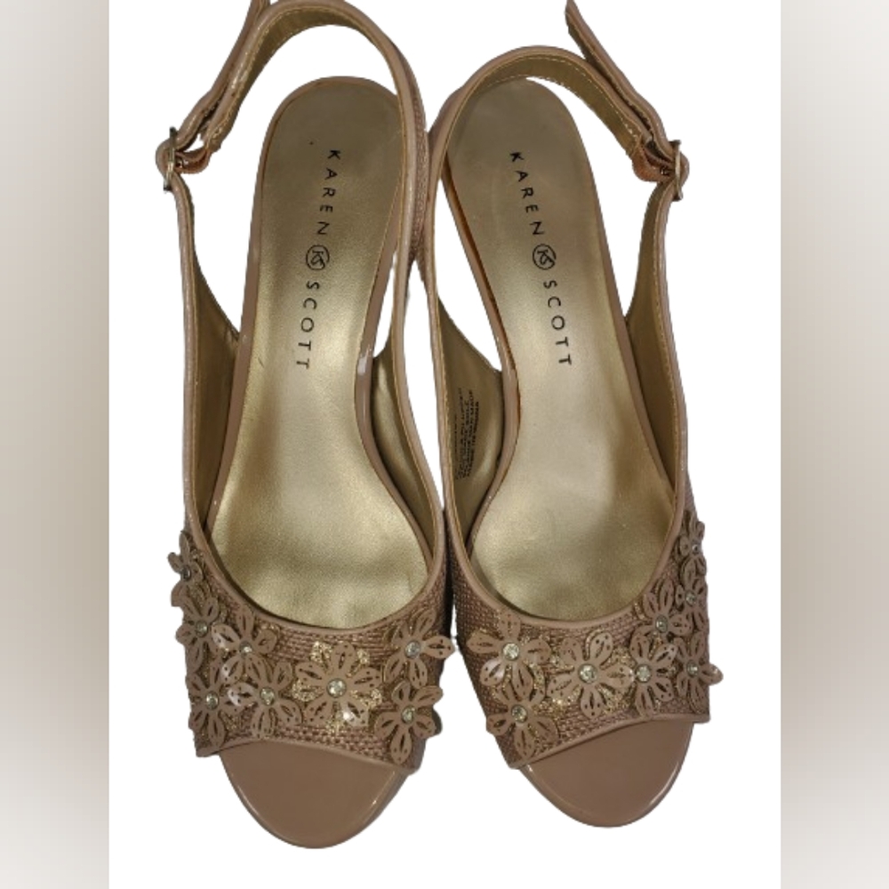 Karen Scott Bronaa Peep Toe Slingback Nude Pumps